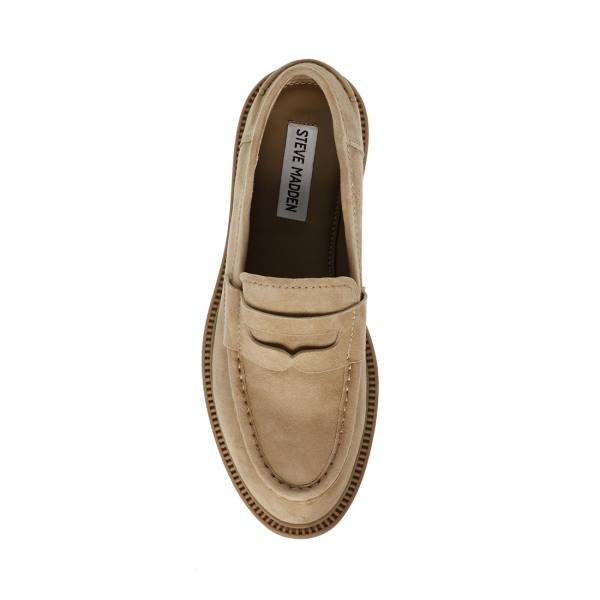 Loafersy Damskie Steve Madden Kallen Sand Zamszowe Brązowe | SM-254FL