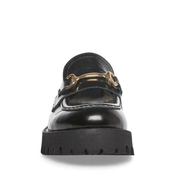 Loafersy Damskie Steve Madden Lando Skórzane Czarne | SM-084GF