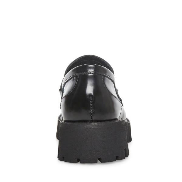 Loafersy Damskie Steve Madden Lando Skórzane Czarne | SM-084GF