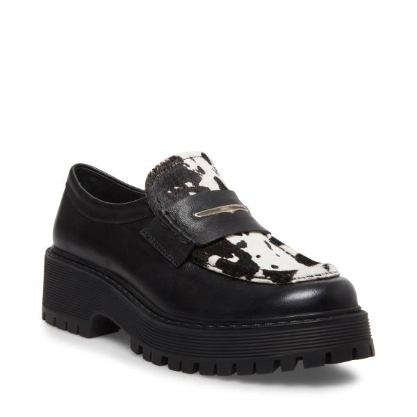 Loafersy Damskie Steve Madden Malvern-c Czarne Białe | SM-796QL