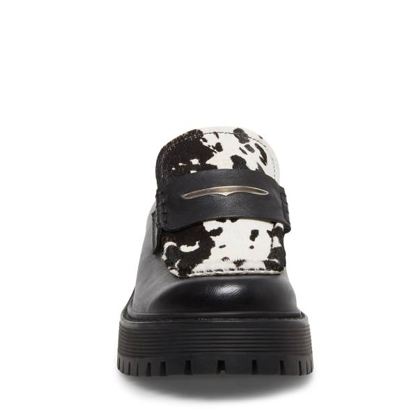 Loafersy Damskie Steve Madden Malvern-c Czarne Białe | SM-796QL