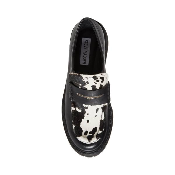Loafersy Damskie Steve Madden Malvern-c Czarne Białe | SM-796QL