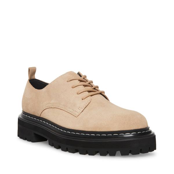 Loafersy Damskie Steve Madden Sebastian Sand Zamszowe Brązowe | SM-814ZP