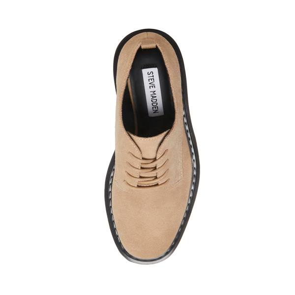 Loafersy Damskie Steve Madden Sebastian Sand Zamszowe Brązowe | SM-814ZP