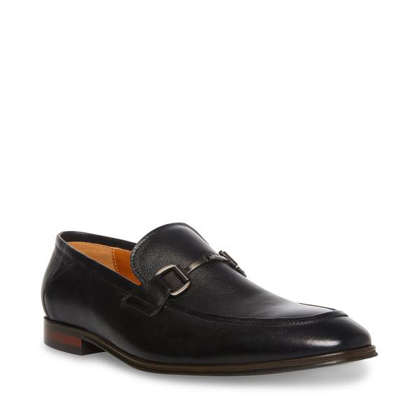 Loafersy Męskie Steve Madden Aahron Skórzane Czarne | SM-123WF