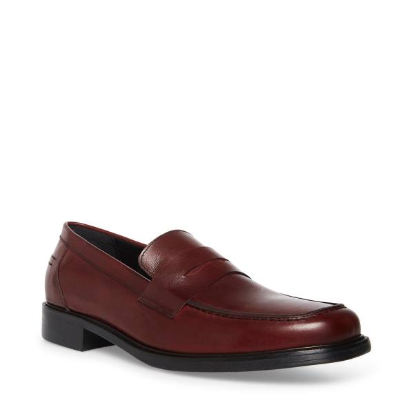 Loafersy Męskie Steve Madden Brookline Burgundy Bordowe | SM-462RF