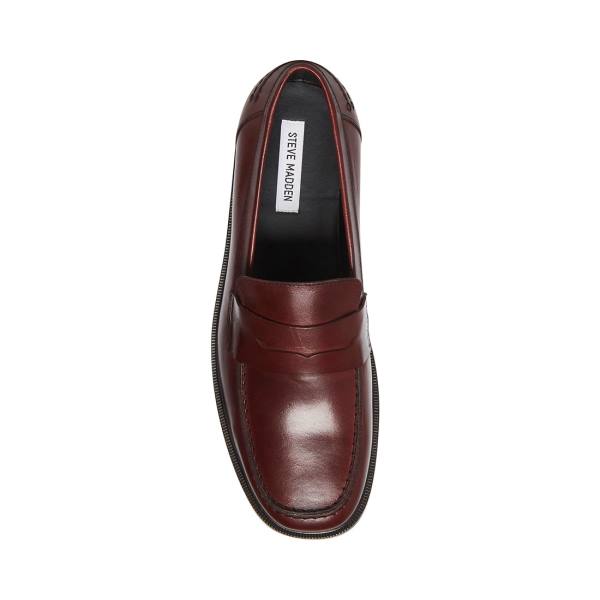 Loafersy Męskie Steve Madden Brookline Burgundy Bordowe | SM-462RF