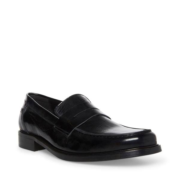 Loafersy Męskie Steve Madden Brookline Lakierowana Czarne | SM-687DN