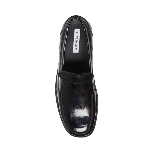 Loafersy Męskie Steve Madden Brookline Lakierowana Czarne | SM-687DN