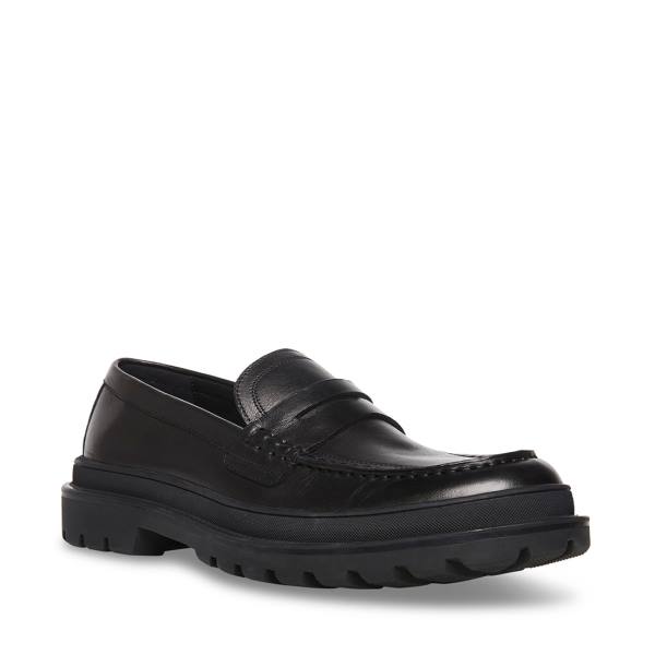 Loafersy Męskie Steve Madden Charles Skórzane Czarne | SM-241BG
