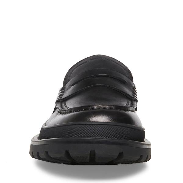 Loafersy Męskie Steve Madden Charles Skórzane Czarne | SM-241BG