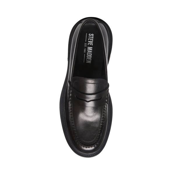 Loafersy Męskie Steve Madden Charles Skórzane Czarne | SM-241BG