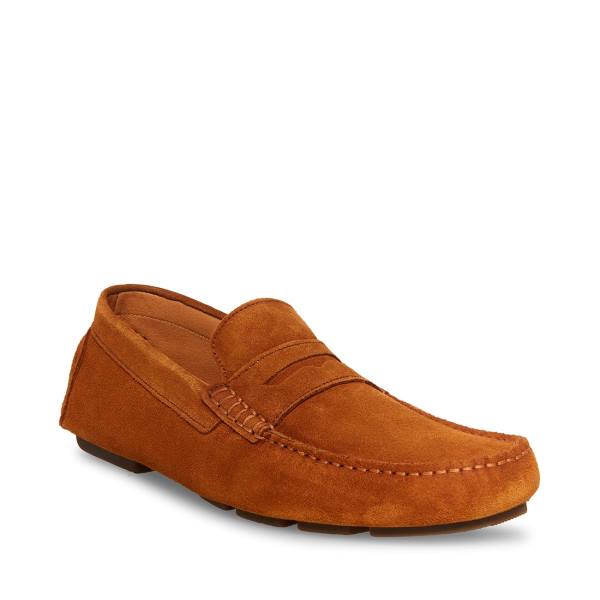 Loafersy Męskie Steve Madden Italo Cognac Zamszowe Brązowe | SM-064BG
