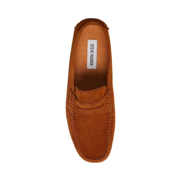 Loafersy Męskie Steve Madden Italo Cognac Zamszowe Brązowe | SM-064BG