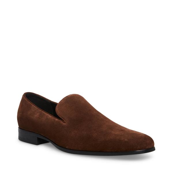 Loafersy Męskie Steve Madden Parigi Zamszowe Brązowe | SM-689SA