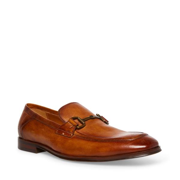 Mokasyny Męskie Steve Madden Aahron Tan Skórzane Brązowe | SM-524HO