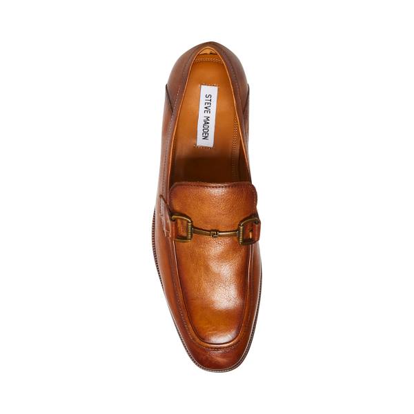 Mokasyny Męskie Steve Madden Aahron Tan Skórzane Brązowe | SM-524HO