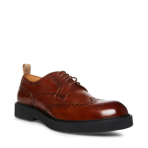 Mokasyny Męskie Steve Madden Adrick Cognac Skórzane Brązowe | SM-145BT