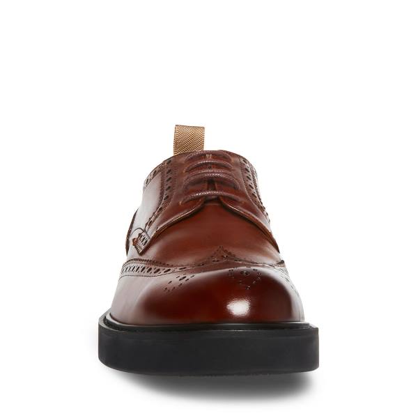 Mokasyny Męskie Steve Madden Adrick Cognac Skórzane Brązowe | SM-145BT