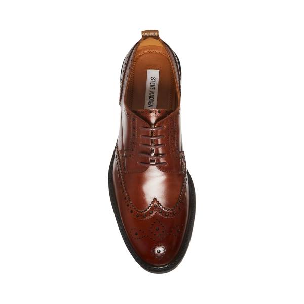 Mokasyny Męskie Steve Madden Adrick Cognac Skórzane Brązowe | SM-145BT