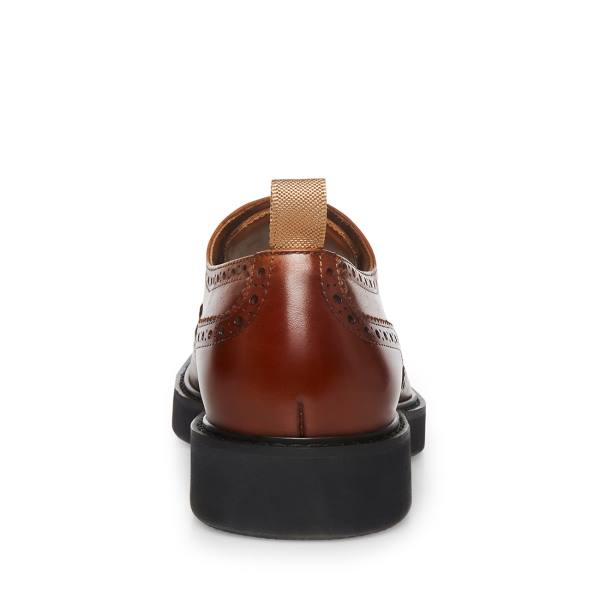 Mokasyny Męskie Steve Madden Adrick Cognac Skórzane Brązowe | SM-145BT