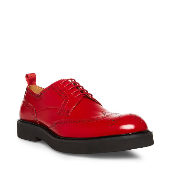 Mokasyny Męskie Steve Madden Adrick Skórzane Czerwone | SM-238HX