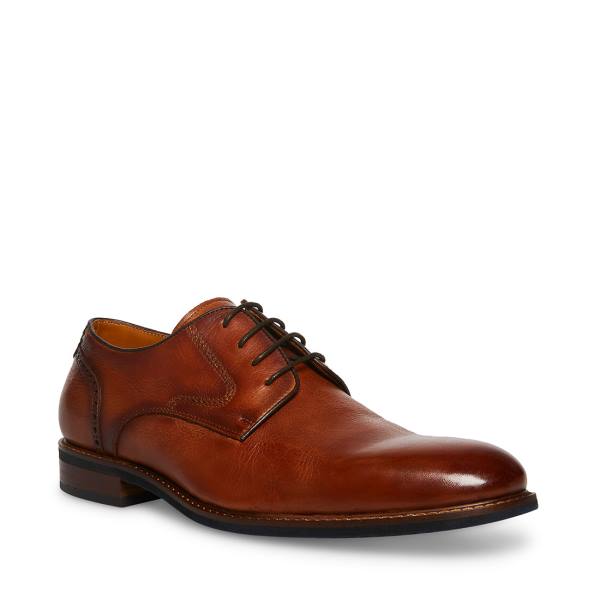 Mokasyny Męskie Steve Madden Bannon Cognac Skórzane Brązowe | SM-974IA