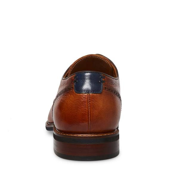 Mokasyny Męskie Steve Madden Bannon Cognac Skórzane Brązowe | SM-974IA