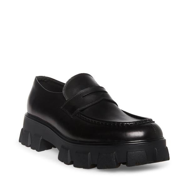 Mokasyny Męskie Steve Madden Centro Skórzane Czarne | SM-718KG