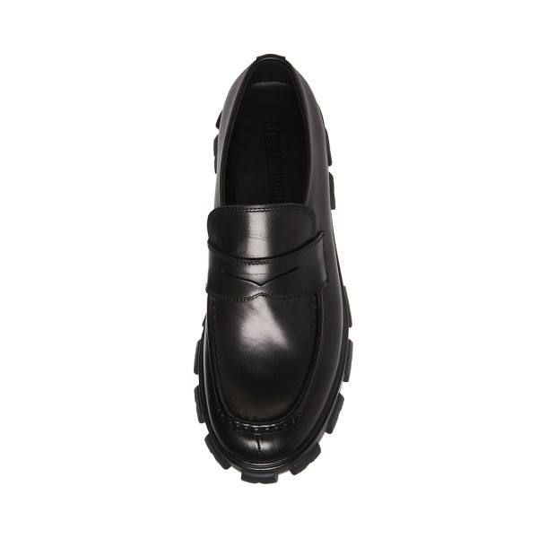 Mokasyny Męskie Steve Madden Centro Skórzane Czarne | SM-718KG