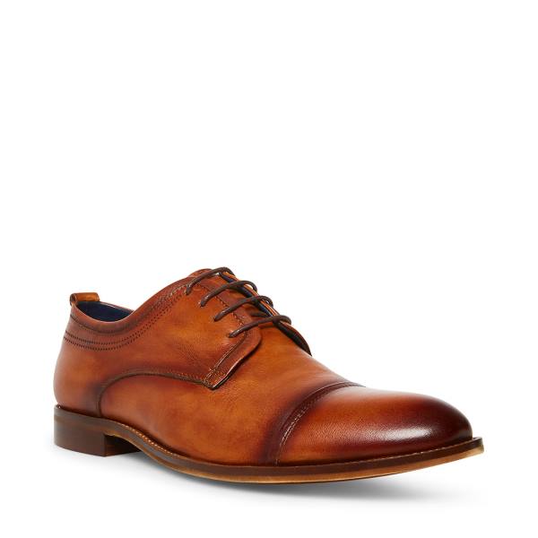 Mokasyny Męskie Steve Madden Doak Cognac Skórzane Brązowe | SM-186CY