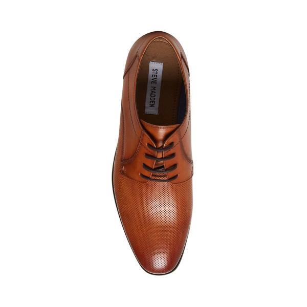 Mokasyny Męskie Steve Madden Perris Cognac Skórzane Brązowe | SM-859LK