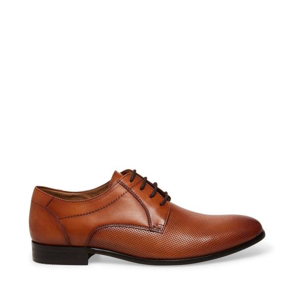 Mokasyny Męskie Steve Madden Perris Cognac Skórzane Brązowe | SM-859LK