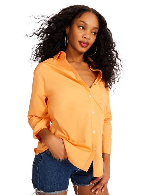 Najfatalniejszy Damskie Steve Madden Bright Button Down Pomarańczowe | SM-921UJ