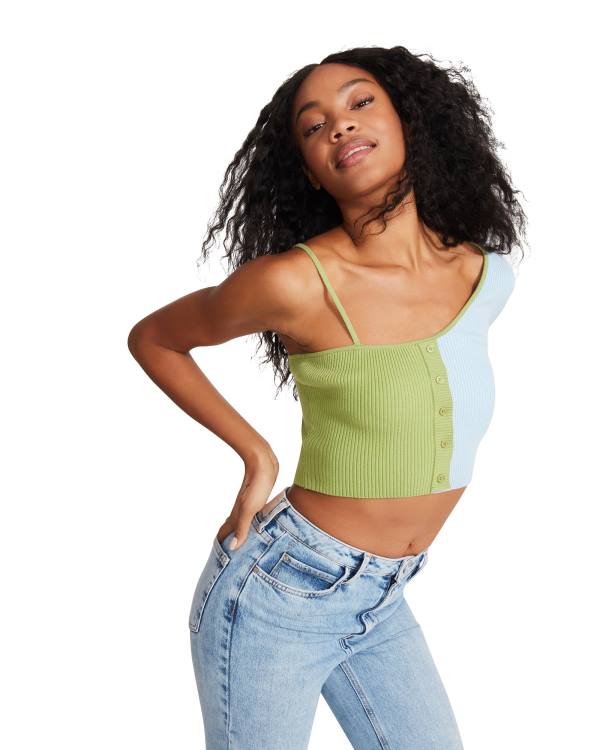 Najfatalniejszy Damskie Steve Madden Colorblock Knit Niebieskie | SM-278FV