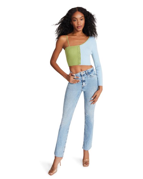 Najfatalniejszy Damskie Steve Madden Colorblock Knit Niebieskie | SM-278FV