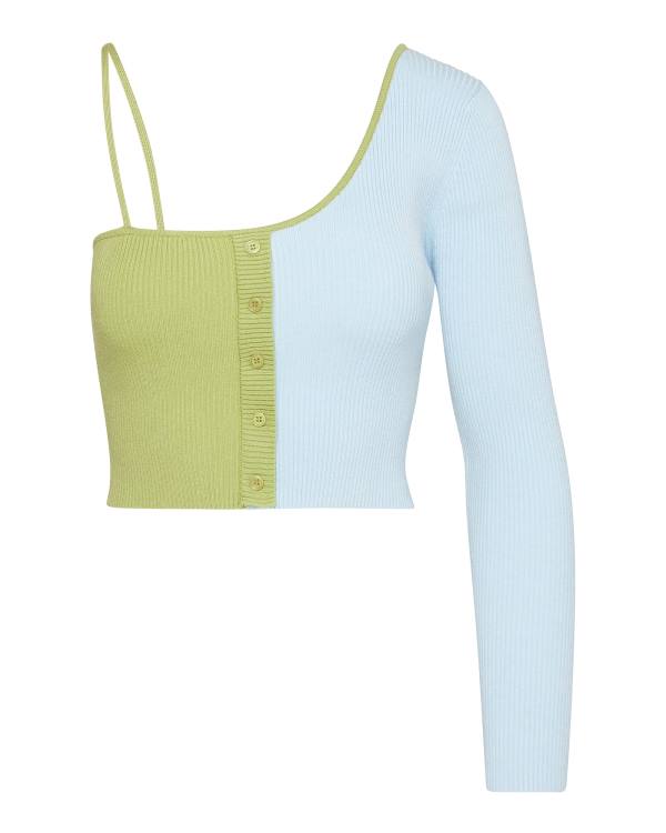 Najfatalniejszy Damskie Steve Madden Colorblock Knit Niebieskie | SM-278FV