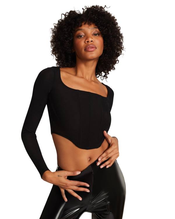 Najfatalniejszy Damskie Steve Madden Corset Mesh Czarne | SM-639FS