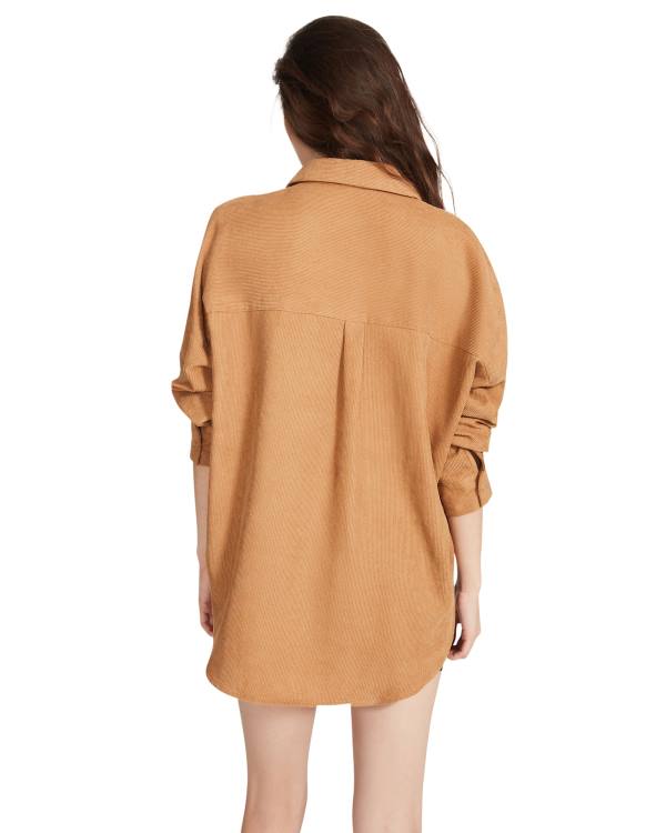 Najfatalniejszy Damskie Steve Madden Courdoroy Button Up Shirt Brązowe | SM-765PI