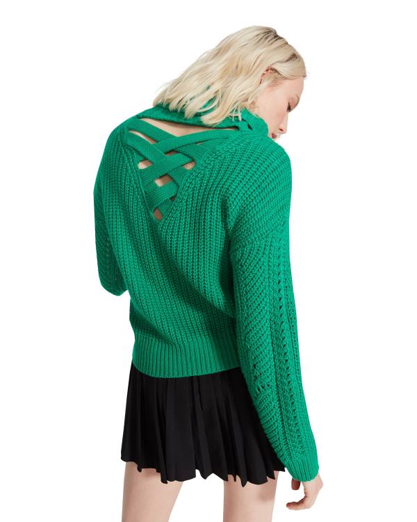 Najfatalniejszy Damskie Steve Madden Cross Back Turtleneck Swetry Zielone | SM-280QC