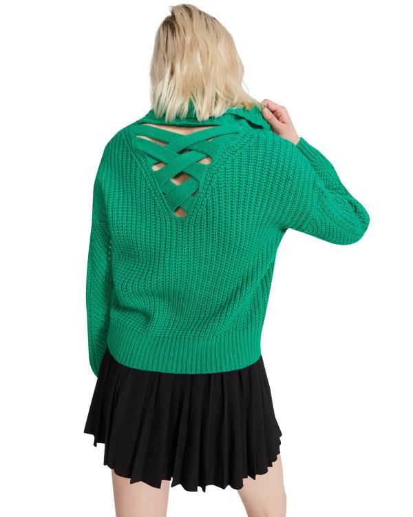 Najfatalniejszy Damskie Steve Madden Cross Back Turtleneck Swetry Zielone | SM-280QC