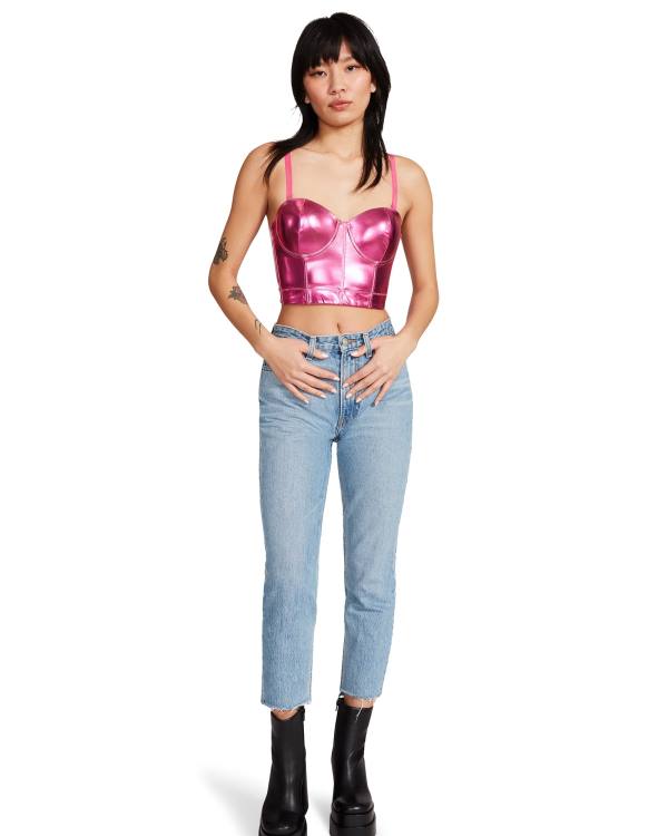 Najfatalniejszy Damskie Steve Madden Metallic Bustier Różowe | SM-384FI