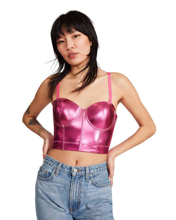 Najfatalniejszy Damskie Steve Madden Metallic Bustier Różowe | SM-384FI