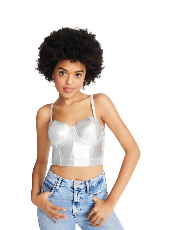 Najfatalniejszy Damskie Steve Madden Metallic Bustier Srebrne | SM-796ER