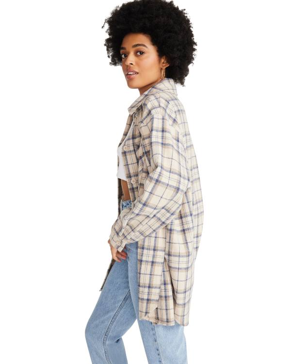 Najfatalniejszy Damskie Steve Madden Oversized Plaid Flannel Taupe Szare Brązowe | SM-815XA