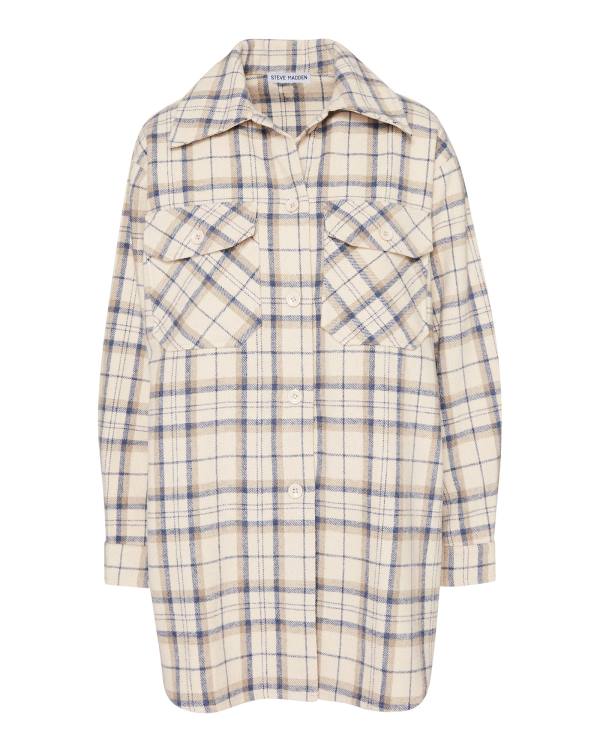 Najfatalniejszy Damskie Steve Madden Oversized Plaid Flannel Taupe Szare Brązowe | SM-815XA