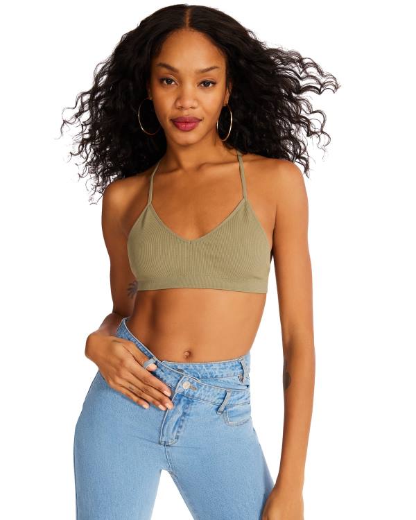 Najfatalniejszy Damskie Steve Madden Roo Mesh Bralette Oliwkowe | SM-269GS