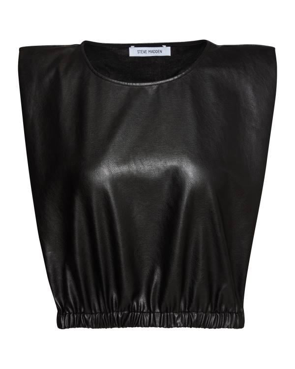 Najfatalniejszy Damskie Steve Madden Shoulder Pad Cropped Tank Czarne | SM-608LV