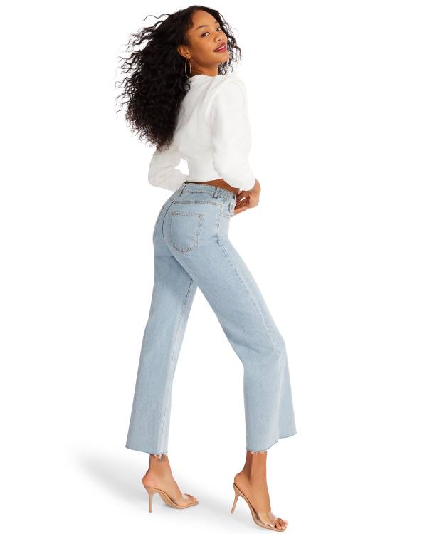 Najfatalniejszy Damskie Steve Madden Shoulder Pad Crew Neck Białe | SM-890OZ