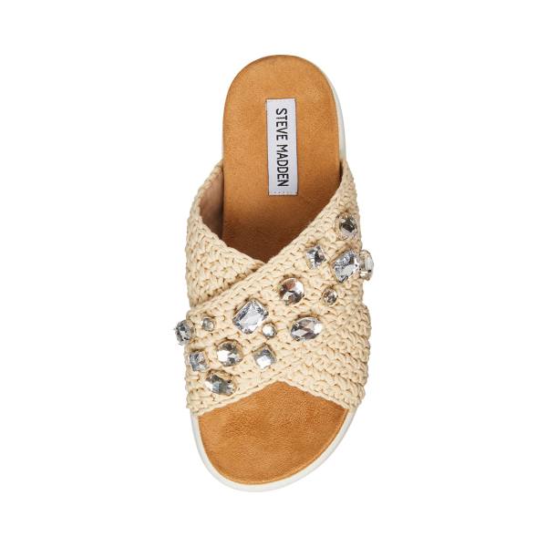 Sandały Damskie Steve Madden Amandy Natural Beżowe Kolorowe | SM-524HJ